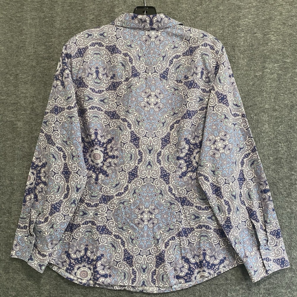 Chicos No Iron Caroline Shirt Womens 2 Large Purple Paisley‎ Artsy Button Up Top - Picture 4 of 9